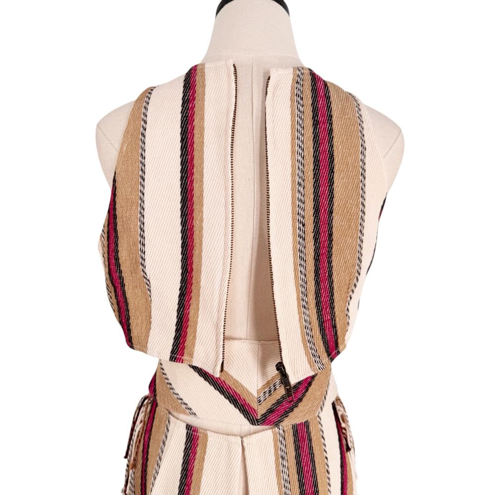 Ulla Johnson Caterina Maxi Dress Cream Linen Striped Cut Out Fringe Boho Size 6 - Picture 11 of 16